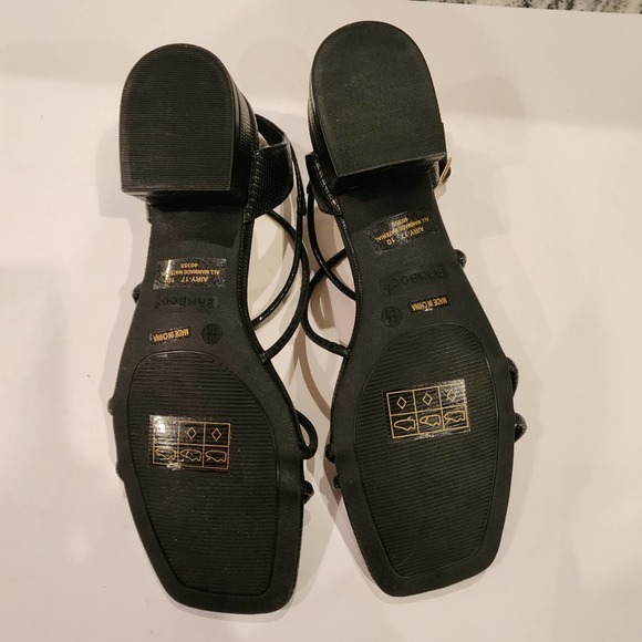 nwot BAMBOO Black Lizard embossed Strappy block heel Sandals SIZE 10M - Picture 8 of 10
